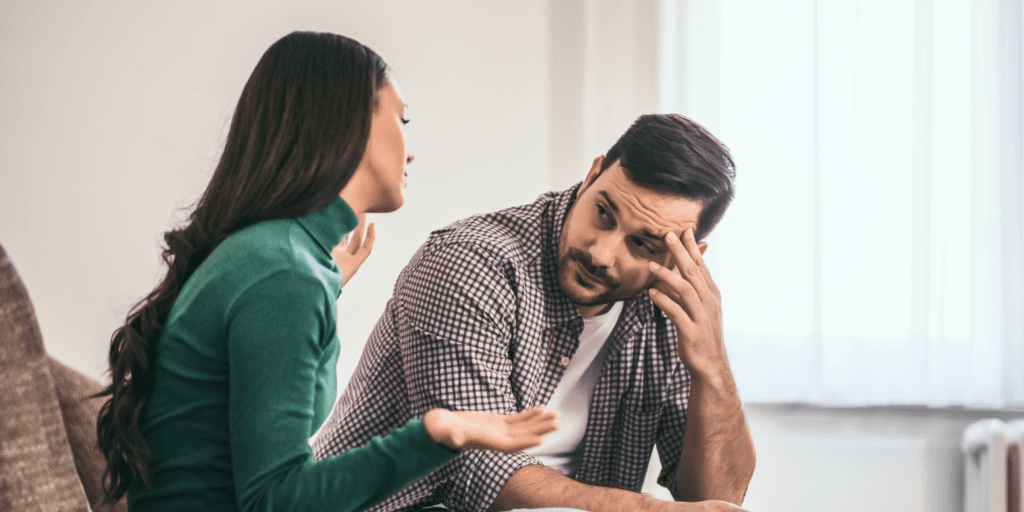 Do be kind when turning down your partner after the first date. A woman in a green turtleneck breaks the news to a man in an Oxford shirt that she no longer wants to date.